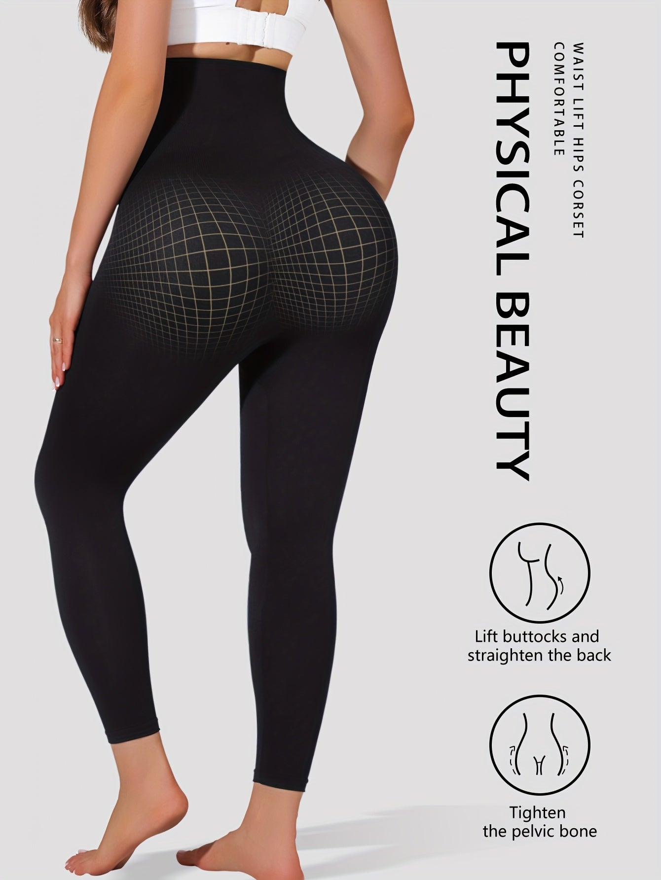 Leggings de yoga à taille haute avec contrôle de l'abdomen - pour lever les fesses, mélange extensible de nylon et d'élasthanne, tissu tricoté non transparent, longueur de cheville avec appel à la transformation avant et après,