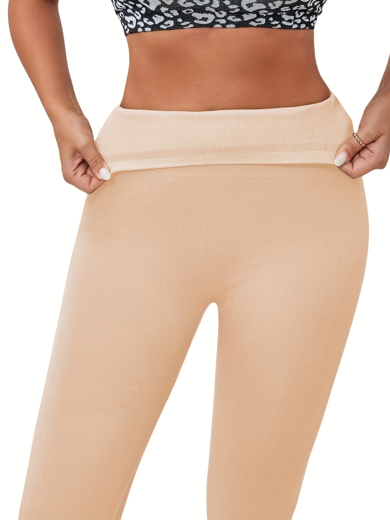 1pc Pantalon de yoga avec contrôle du ventre, ceinture en silicone sans couture, tissu tricoté uni 92% élasthanne 8% anti-friction, jegging galbant Butt-Lift