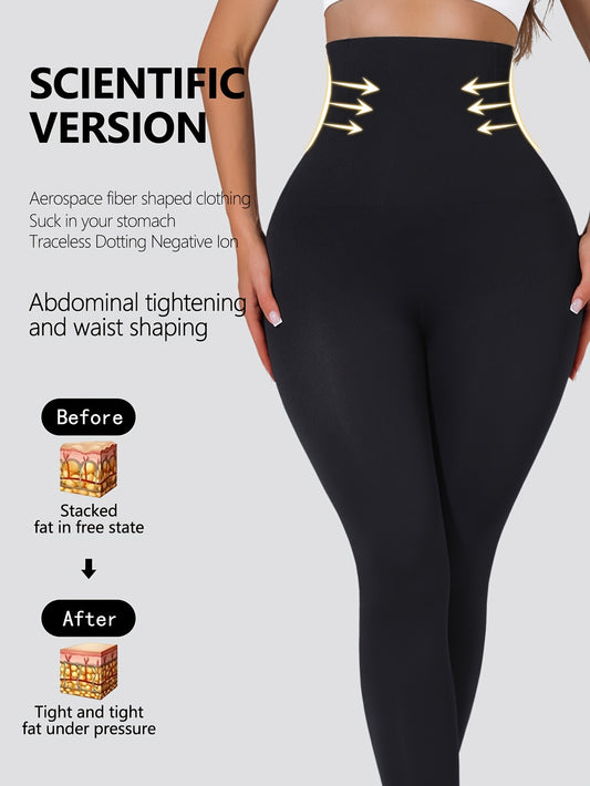 Leggings de yoga à taille haute avec contrôle de l'abdomen - pour lever les fesses, mélange extensible de nylon et d'élasthanne, tissu tricoté non transparent, longueur de cheville avec appel à la transformation avant et après,