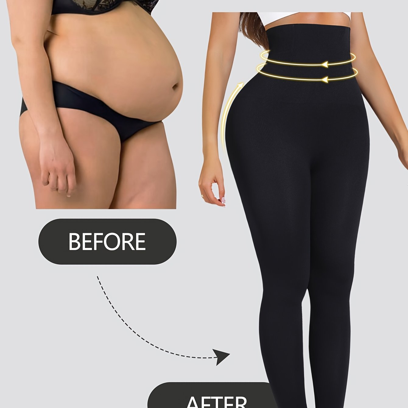 Leggings de yoga à taille haute avec contrôle de l'abdomen - pour lever les fesses, mélange extensible de nylon et d'élasthanne, tissu tricoté non transparent, longueur de cheville avec appel à la transformation avant et après,